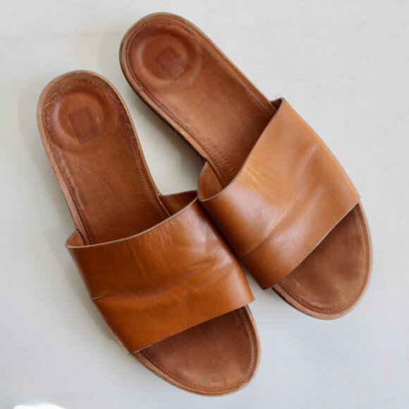 FitFlop Leather Sola Tan Women's Slip-On Platform Sandals Size 10 - Picture 4 of 8